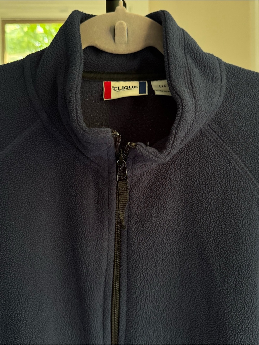 Clique Men's Navy Full-Zip Fleece Sweatshirt Jacket Mock Neck Pockets - L